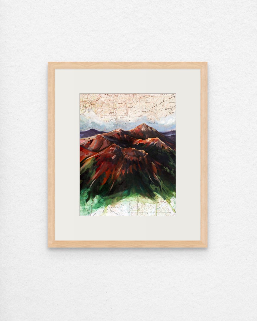 Red Mountain Map Art Print