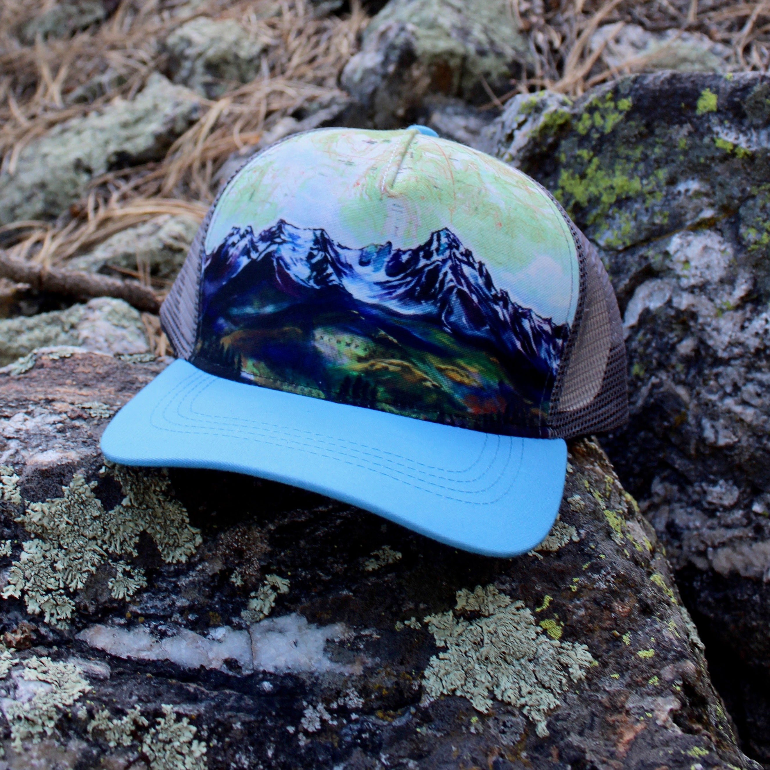 Light Blue Map Art Trucker Hat