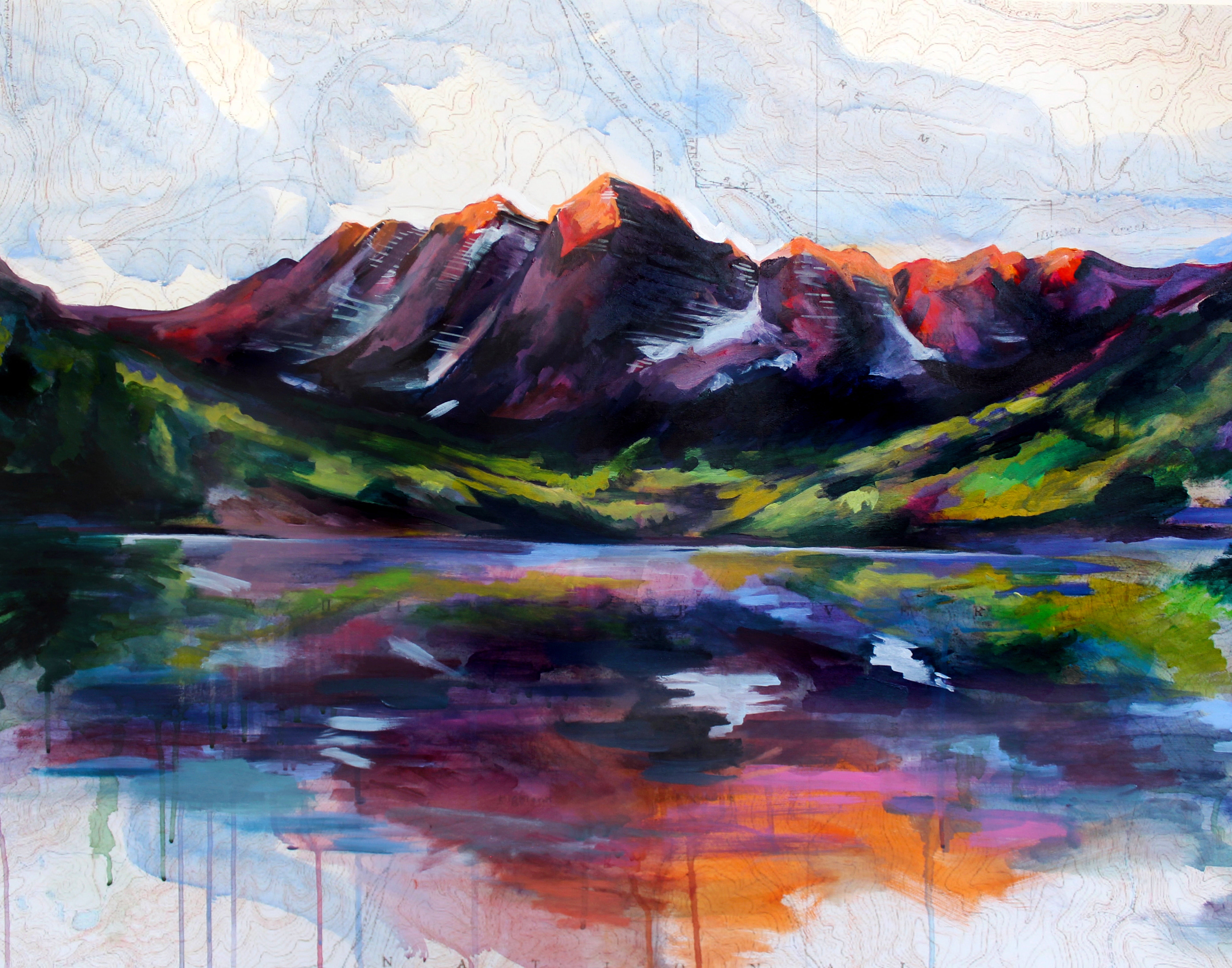 Maroon Bells Map Art Print