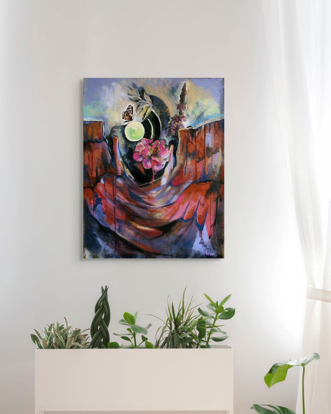 Desert Butterfly Moon Original Painting