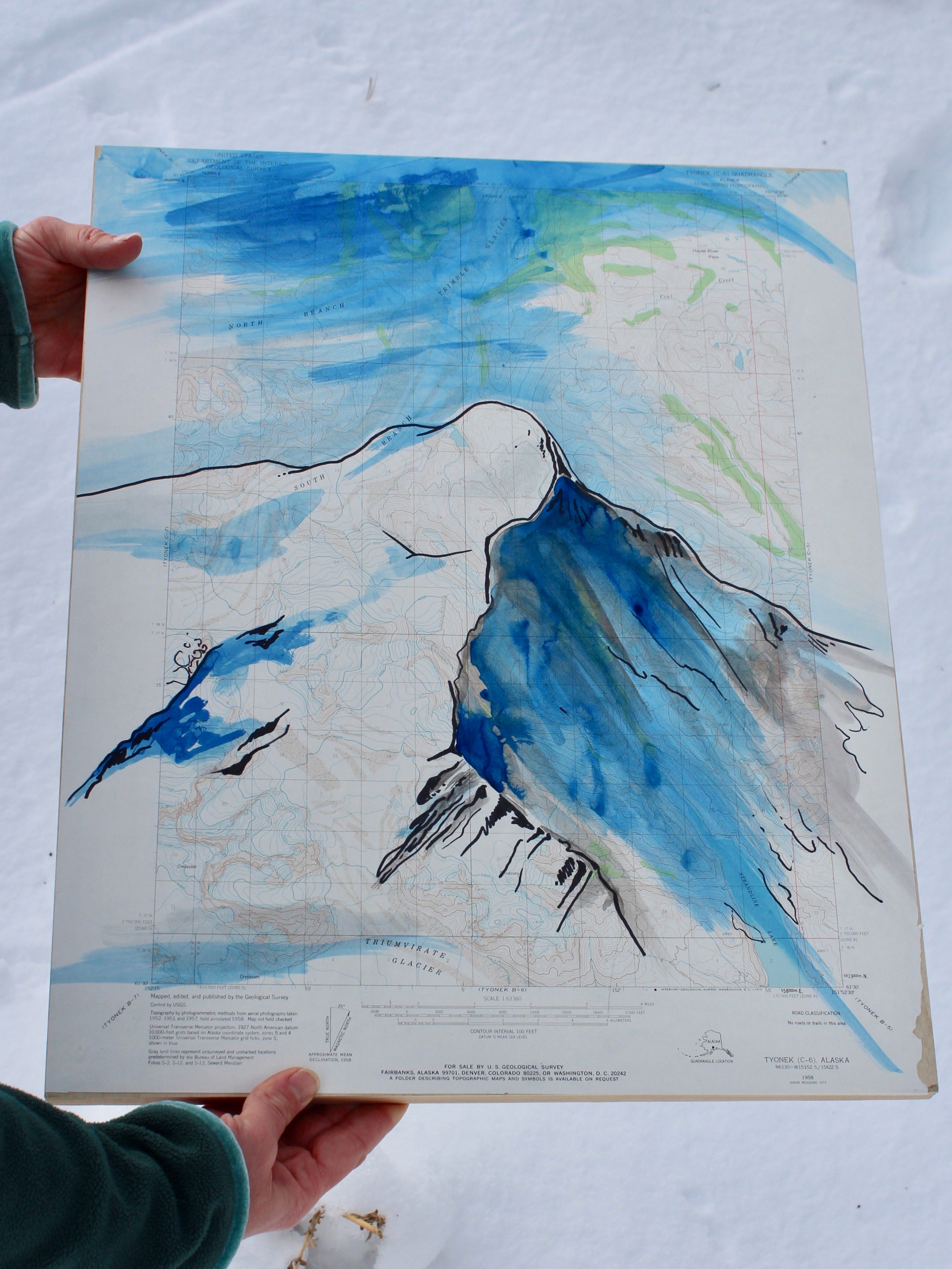 Alaska Map Art Original Painting