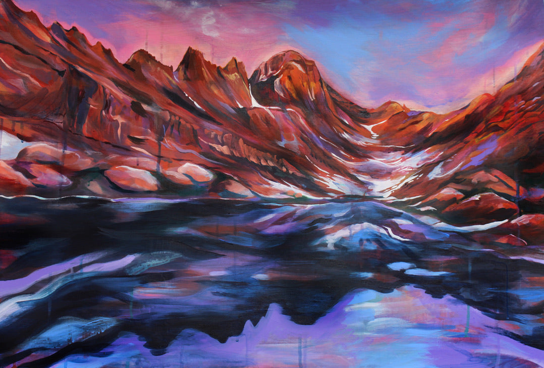 Colorful mountain landscape with a reflective water surface