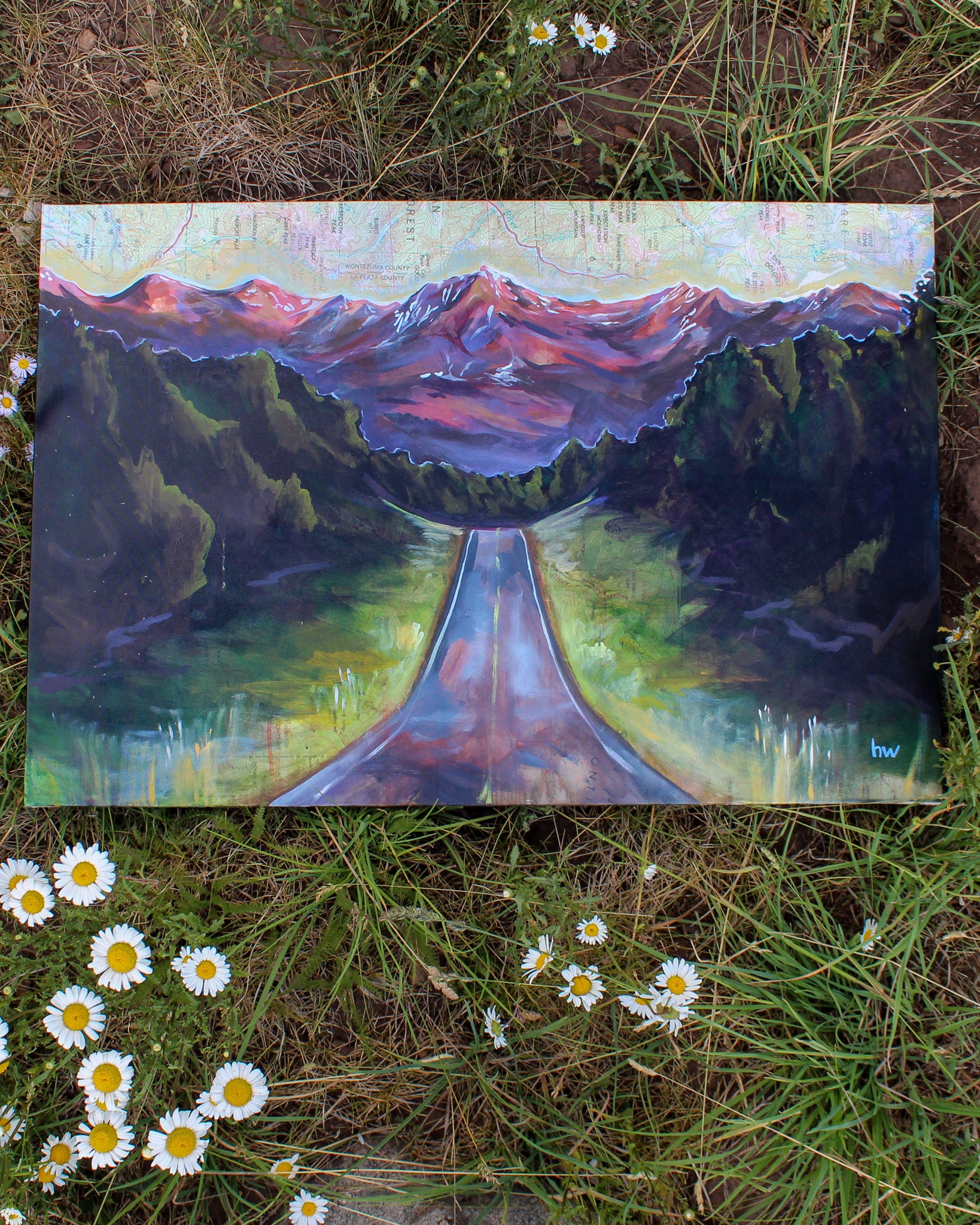 Montezuma Highway Map Art Original Painting