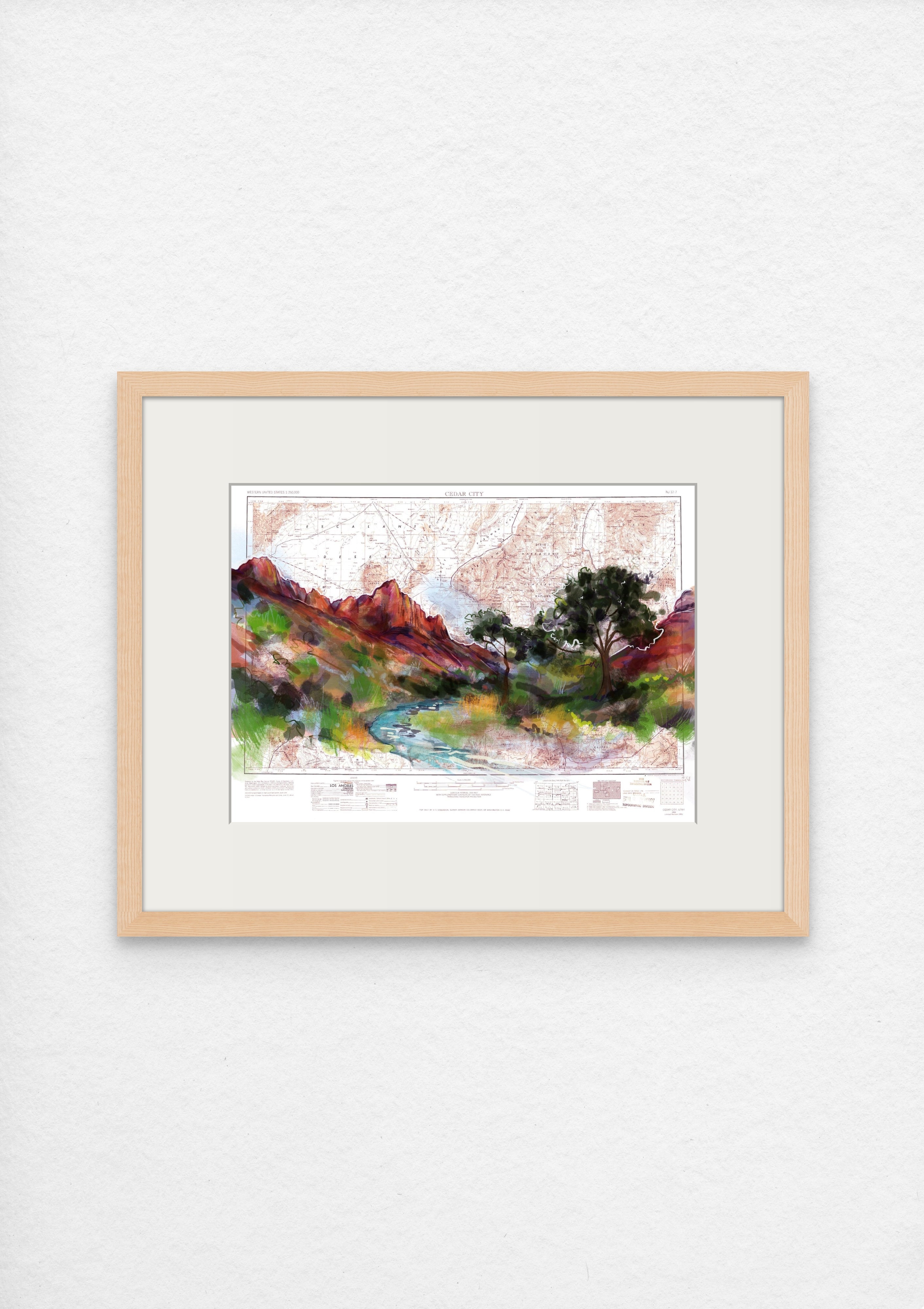 Zion National Park Digital Map Art