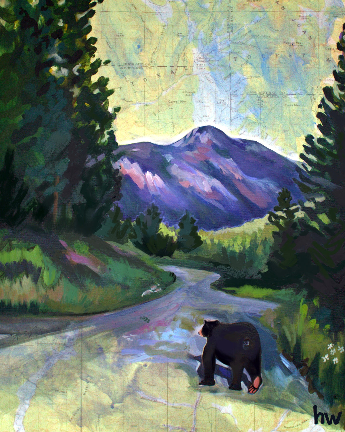 Headed Home Map Art Print