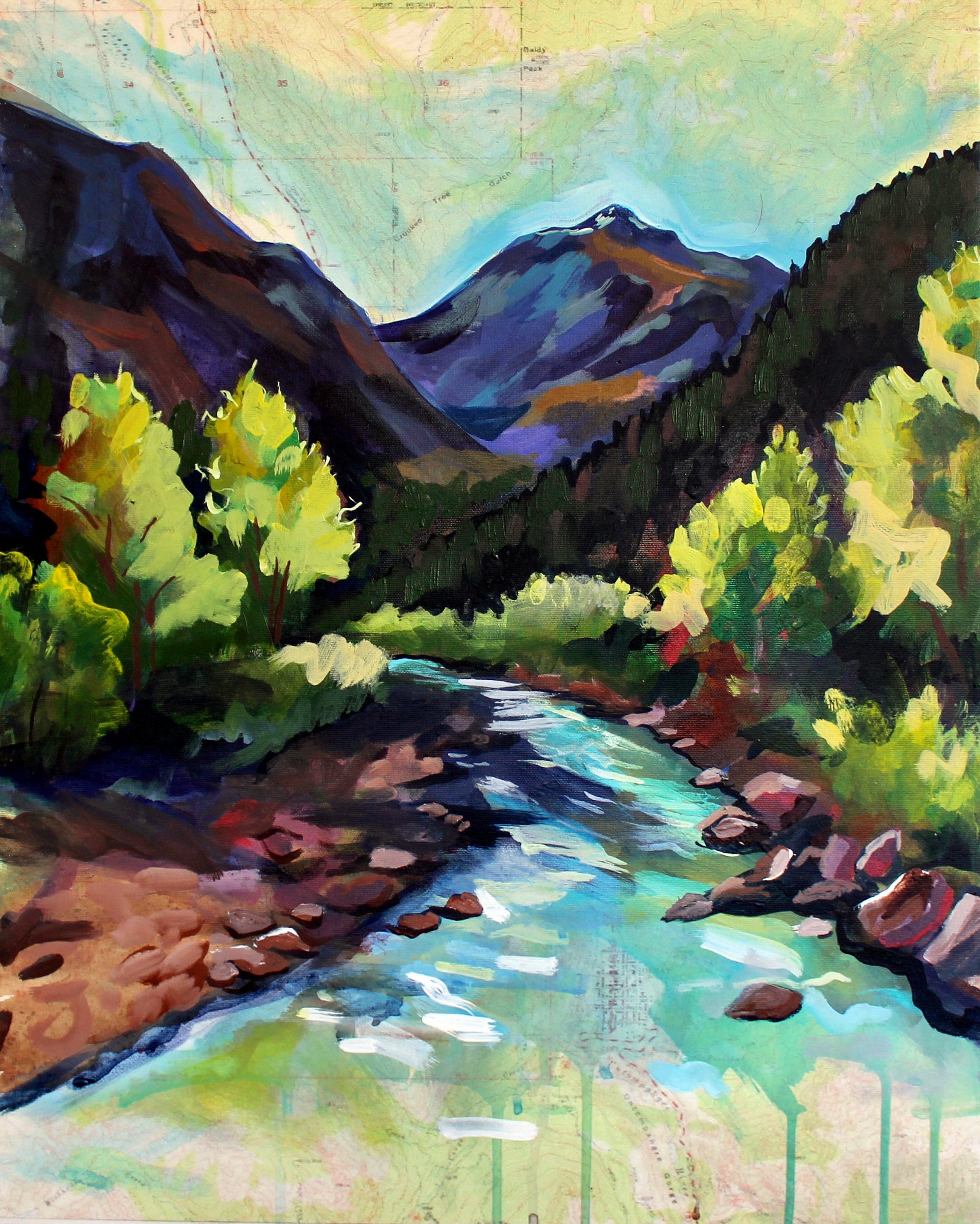 Ouray Map Art Original Painting