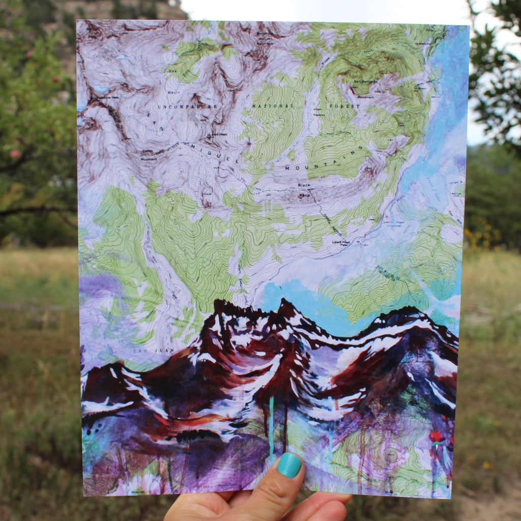 Red Mountain Pass Map Art Print