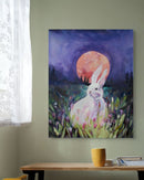 White Rabbit and the Blood Moon Original Painting